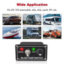Luwqceu DC 12V Fused Marine Bilge Pump Switch Panel with LED Indicator Light Manual/Off/Auto 3-Way Toggle Switch