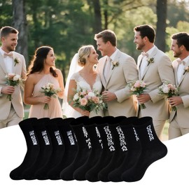 cnomg 10 Pairs Groomsmen Socks Groom Groomsmen Gifts For Men Wedding Funny Novelty Dress Socks for Wedding Proposal Gifts Bestman