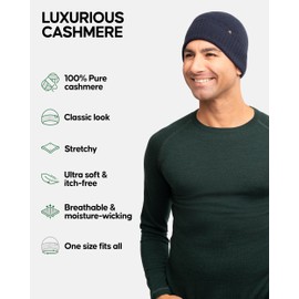 DANISH ENDURANCE 100% Cashmere Beanie Hat, Luxuriously Soft, Premium Comfort, Warm Winter Hat, Unisex, for Men & Women, Dark Navy, One Size