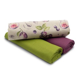 VmG-Store 1.5 m Cotton Fabric Set Design Fabric + 2 x Plain Colour Coordinated 100% Cotton Material Selection (Fig Blueberry and Plum Set67)
