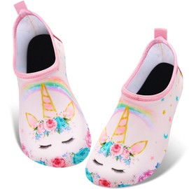 WAWSAM Children's beach shoes, girls' swimming shoes, aqua shoes, Pink U