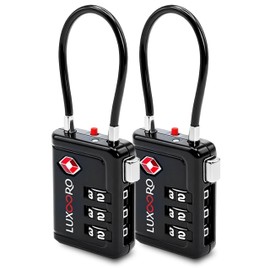 LUXOORO TSA Approved Luggage Lock with Alert Indicator, 3-Digit Resettable Combination Durable Zinc Alloy Travel Lock for Suitcase, Backpack, Toolbox, Locker, All-Purpose Keyless Lock – Black (2 Pack)
