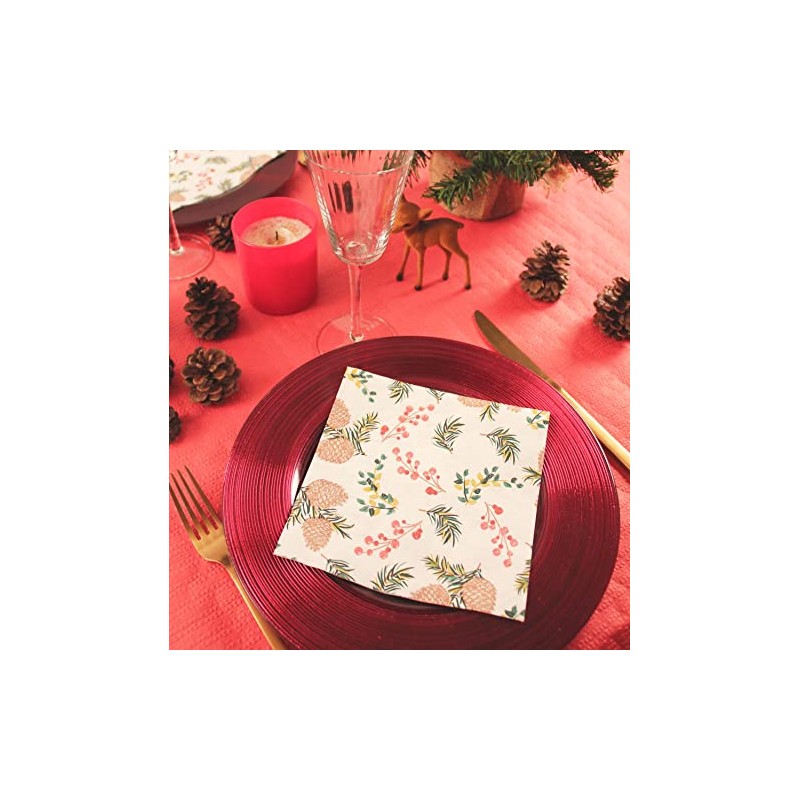 20 Napkins 33 x 33 cm 3 Ply Christmas Pine