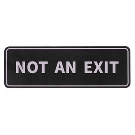 PATIKIL Not an Exit Wall or Door Sign, 6"Lx2"Wx0.4"T Self-Adhesive Warning Sign for Business Home Door Office Entrance, Black and Silver Tone