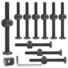 cSeao 10-Pack M6 60mm Black Socket Cap Screws Barrel Nuts Set for Furniture Crib Chairs