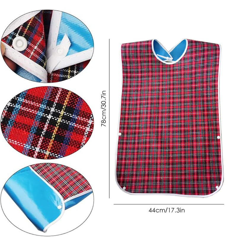 3PCS Adult Bibs for Eating, Reusable Clothing Protector, Waterproof Washable