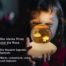 3D Crystal Ball Music Box, Princess Ballet Night Light, Music Box with Warm Projection Light, Wooden Base, Rotating K9 Music Boxes for Christmas, Birthday