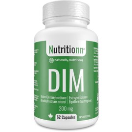 Nutritionn DIM Supplement for Women and Men - Promotes Estrogen Balance - Made in Canada - 200 mg Capsules of Premium Natural Diindolylmethane (DIM), 62 Once-Daily Servings - Third-Party Tested - Nutritionn