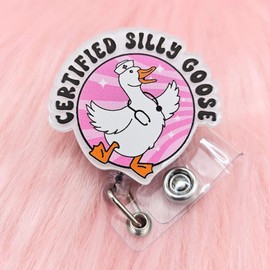 GAHAPI Funny Nurse Badge Reel – Silly Goose Design with Alligator Clip – Cute Retractable ID Holder for Nursing Student Gift, Medical Staff, RN, LPN, Pediatric, ER Nurse, Hospital Badge Accessory