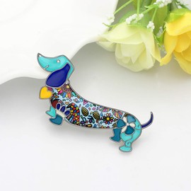 LONYOO Broches esmaltados de aleación de zinc para perros salchicha, bufanda, solapa, joyería, regalo para mujeres y niñas amantes de los perros, Mediano, Zinc, Sin gemas.