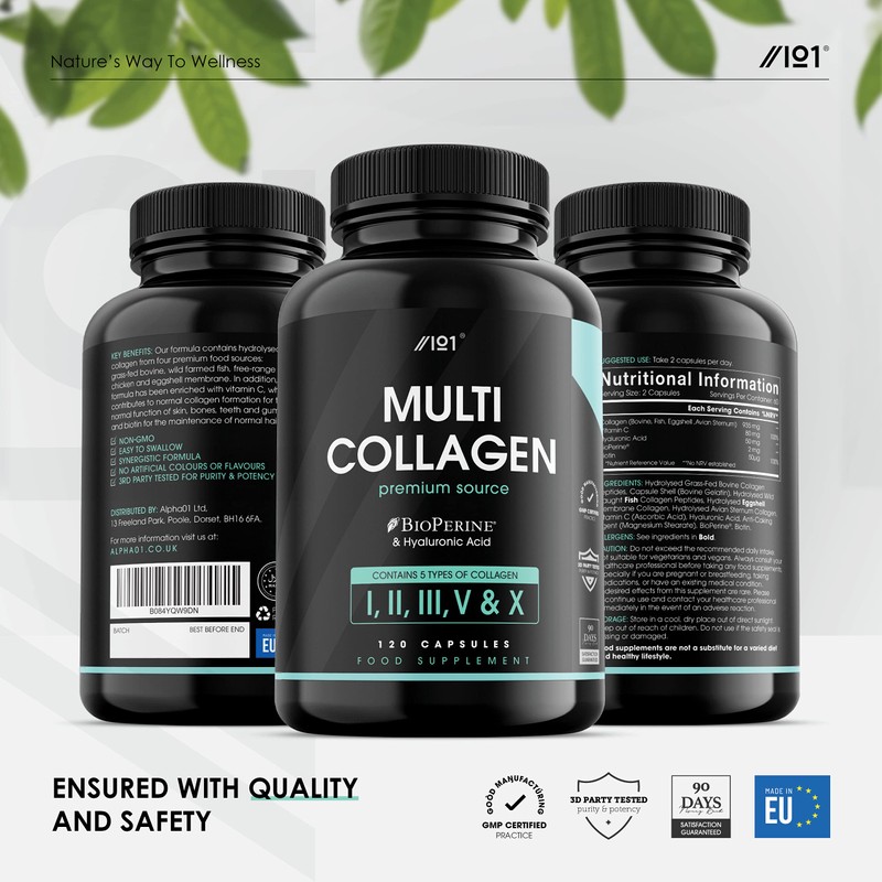 Multi Collagen Capsules - 240 Capsules - Types I, II,