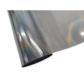 Hachi Auto Honeycomb Holographic Headlight Tail Light Tint Overlay Vinyl Film, 12 x 72 inches (Clear)