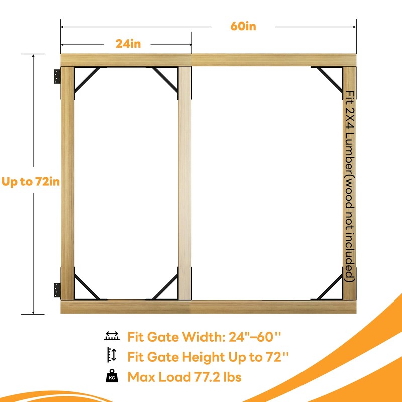 DIYHD Heavy Duty Anti-Sag Gate Kit with Left-Opening Latch for