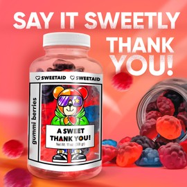 A Swet Thank You! – Sweet Aid Jar with Gummies – Appreciation Gift for Teachers, Coworkers, Friends – Small Gratitude Gift