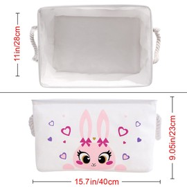 KAZULO 2 Pack Set Pink Bunny Easter Baskets For Kids in Bulk, Egg Hunt Bag For Boys and Girls, Baby laundry Hamper, Kids Easter Basket (Pink Bunny Bundle)