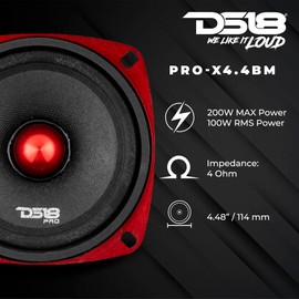 DS18 PRO-X694 BM Loudspeaker - 6x9, Midrange, Red Aluminum Bullet, 550W Max, 275W RMS, 4 Ohms - Premium Quality Audio Door Speakers for Car,Truck and Motorcycle Stereo Sound System (1 Speaker) (PRO-X694BM)