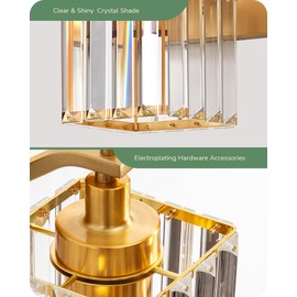 EDISHINE Bathroom Vanity Light, Modern Bathroom Lighting Fixtures Over Mirror, Wall Sconces Set of Two with Crystal Shade, Bath Lamp for Living Room, Bedroom, Powder Room, E26 Base, Gold