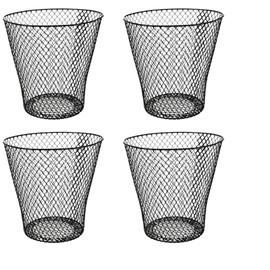 Generic SOL MAR Black Wired Mesh Waste Basket 4 Pack 10.75 in Tall (2.72 Gallons = 10.89 Quarts = 10.3 Liters of Volume) Office Classroom Crafts Bathroom Garden Plant Cover Bonus Item Hegatene