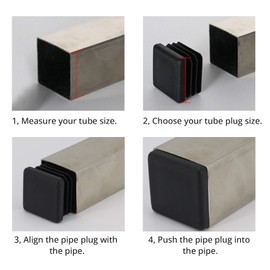 25mm x 25mm Black Plastic Plugs, Black Square Tube Covers, Inner End Caps for Chairs Desks Tables Foot Furniture Pipe, 40 Pcs