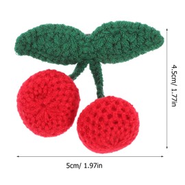 minkissy 2pcs Cherry Hair Clips Crochet Snap Hair Clips Small Knitted Cherry Hair Barrettes Cute Snap Hair Clips for Women Girls