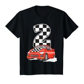 Birthday Boy 2 Two Race Car 2nd Birthday Racing Car Flag T-Shirt