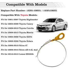 15301-28031 Engine Oil Dipstick Indicator, Compatible with 2002-2009 Toyota Camry 2001-2007 Highlander 2005-2008 RAV4 2010-2012 Lexus HS250h 2.4L Engine Oil Fluid Level Dip Stick Replace 1530128031