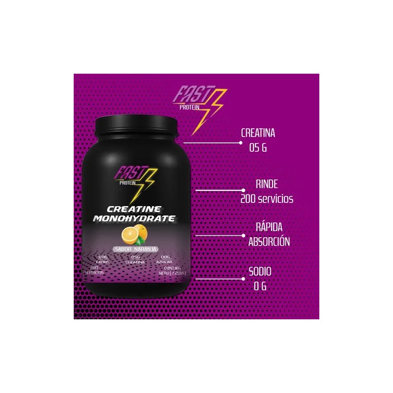 Creatina Monohidratada Fast Protein 1kg 200 Servicios Varios