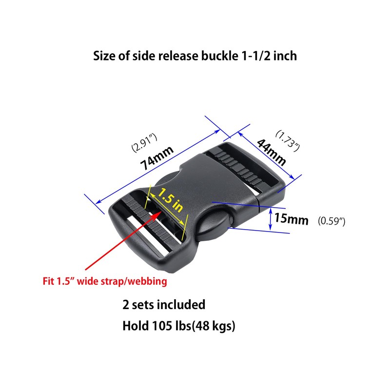 BOSWOAK Side Release Buckles Heavy Duty Plastic Buckle Clips Snaps