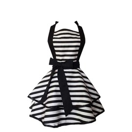 HAMILO Women's Frill Apron, Ribbon Tie, Adjustable Size, Length Approx. 27.2 inches (69 cm), multicolor