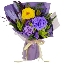 Lovionus89 Long Lasting Preserved Flowers Bouquet, Real Rose Flower Home Office Wedding Decor,Flowers for Delivery Prime for Valentine's, Mother's Day, Anniversary,Purple w Yellow
