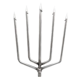FREGITO Fishing Harpoon, Stainless Steel Fishing Barbed Spear Aluminum Alloy Rod Gig Gaff with 8mm Screw for Outdoor Fishing Landing Large Fish Frog (5p-Prong, 5p-Prong)
