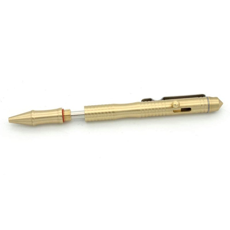 zalati Solid Brass EDC Retractable Ballpoint Pen with Clip for