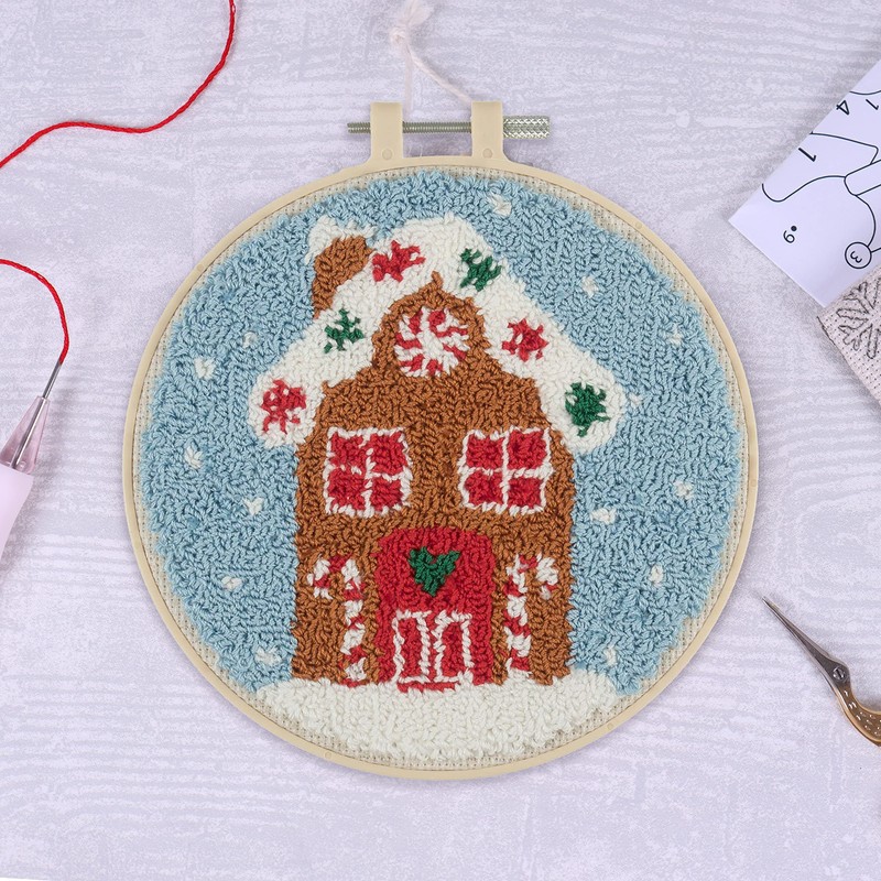 Trimits Embroidery Punch Needle Hoop Kits, 15.2cm 6”, Gingerbread House