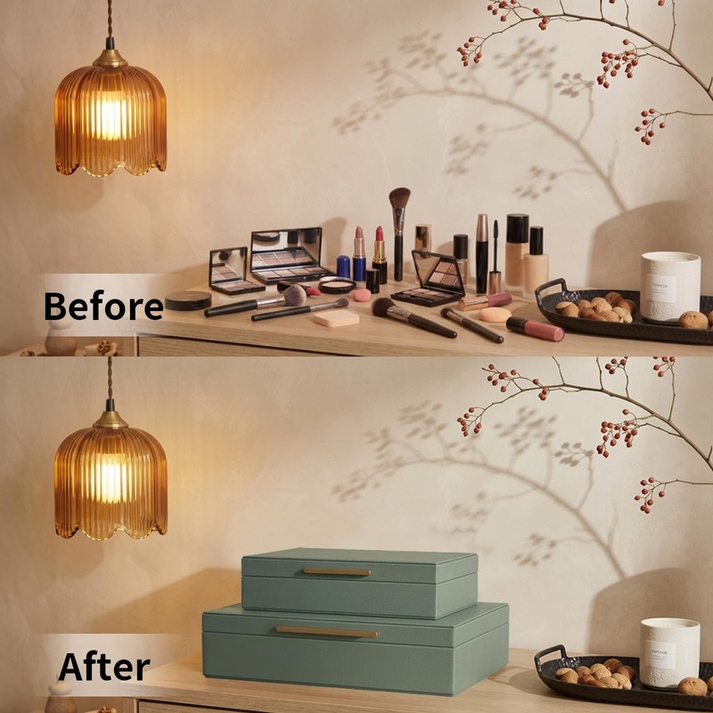 Decorative Storage Boxes with Lids Set-2 Store Photos, Letters Memory