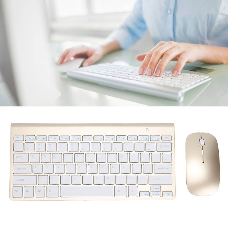 Keyboard Mouse Combo Wireless 2.4G USB Ultraslim Portable Ergonomic Wearproof