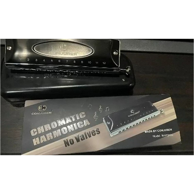 CONJURER Chromatic Harmonica Valveless 12 Hole Stainless Steel Mouth Organ