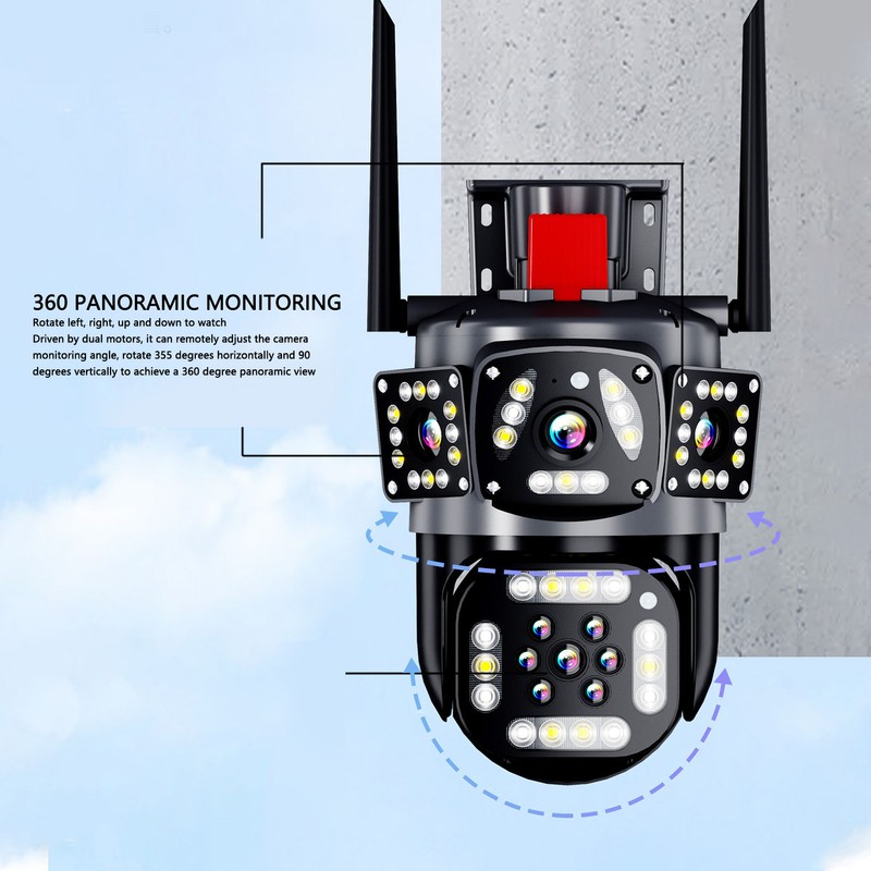 Triple Lens Security Camera 8MP 4K Full Color Night Vision