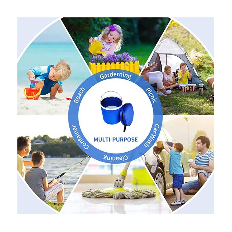 Ashintar Collapsible Bucket,Portable Outdoor Hiking Water Picnic Buckets for Camping,