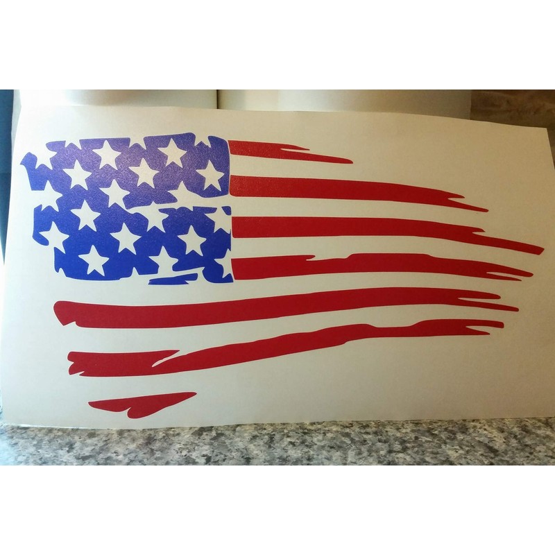 Distressed American Flag Vinyl Decal Sticker