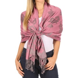 Sakkas CHS158 - Tawny Reversible Butterfly Pashmina/Shawl/Wrap/Stole - Pink - OS