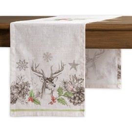 Maison d' Hermine Christmas Dew 100% Cotton Table Runner Farmhouse Tabletop Cover for Home Kitchen Dining Décor Parties Family Dinners Wedding Thanksgiving/Christmas (37cm x 180cm)