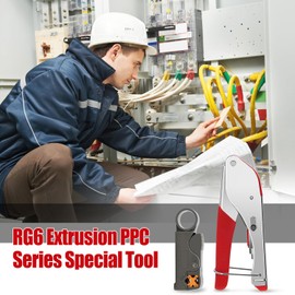 Nutmanel Coaxial Cable Crimping Tool Kit, Crimping Plier, Coaxial Cable Set, Stripping Tool, RG6/RG59/RG7/RG11 Wire Stripper, Compression Pliers Set with 20 Pieces Compression F-Connector for SAT