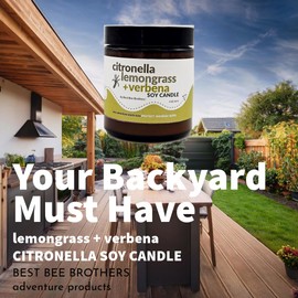 Best Bee Brothers Lemongrass + Verbena Citronella Candle, Outdoor Soy Candle, 4 Oz. (2 Pack)