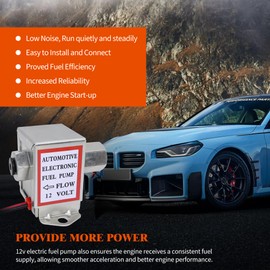 OXCANO Solid State Fuel Pump Kit Replacement for Facet FEP42SV 12V 1.5-4Psi 25 GPH 12" Min Dry Lift Cube Car Electric Fuel Pump Low Pressure with Clamps/Fittings/Filter