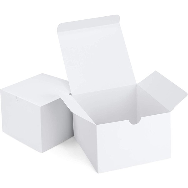 Eupako White Gift Boxes 5x5x3.5" 25 Pack Kraft Paper Gift Boxes with Lids for Gifts, Crafting, Wedding, Party, Cupcake