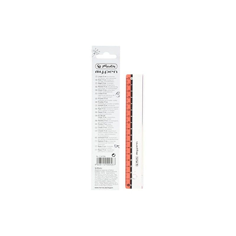 Herlitz 11367984 my.pen Ruler, 17 cm, Plastic, Assorted Colours (No