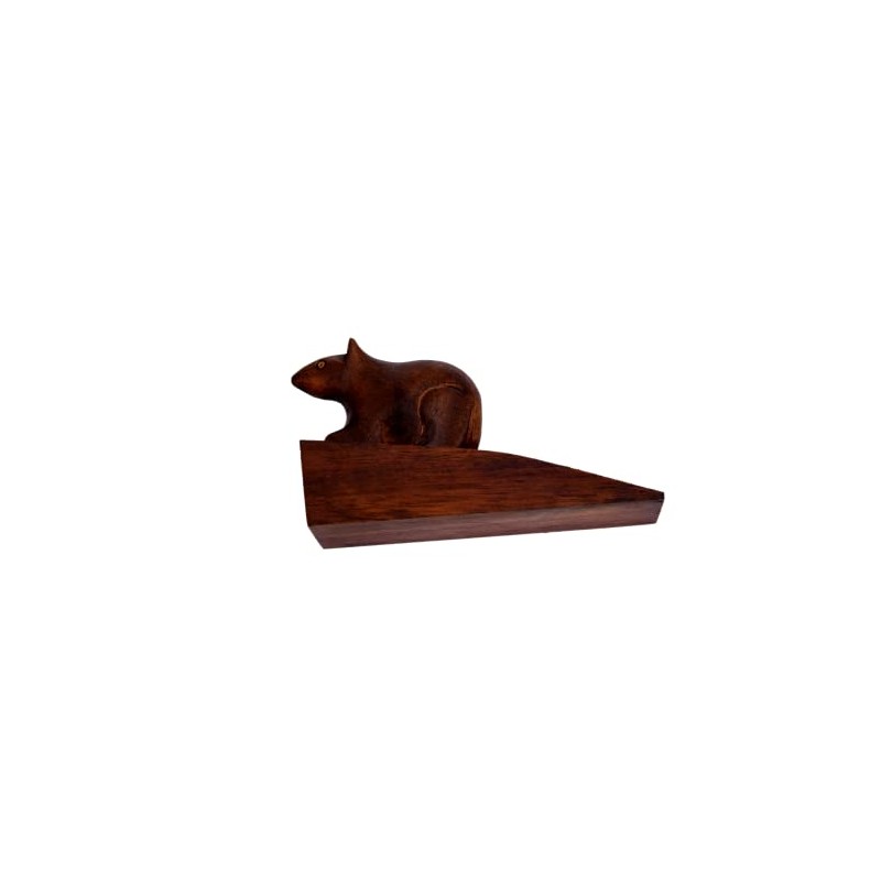 Door Stopper Wooden Handcarved Wedge Door Stop Decorative (Mouse Shape)