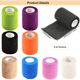 Selbstklebender Verband, 8 Rollen Verband Selbstklebend, Selbsthaftende Bandage Elastische Binde, Fixierbinde Selbsthaftend für Hand Cohesive Bandagen Fixierverband Pet Vet Wrap Bandagen(7,5cmx4,5m)  