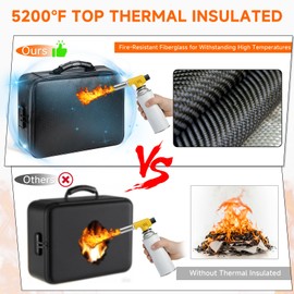 Fireproof Document File Organizer Bag, 5200°F Portable File Organizer with Lock, 16 Layer File Box Waterproof and Heat Insulated Safe Storage for Important Documents, Laptop, and Files and More