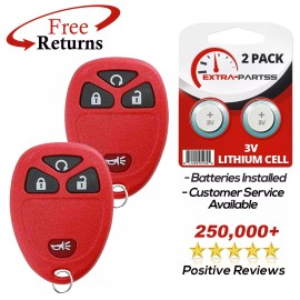 Extra-Partss 2 Remote Keyless Entry Car Fob Red Replacement For GM Vehicles 4b (15913421)